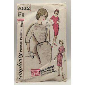 Simplicity 4022 Vintage 1960s Dress Sewing Pattern Misses Size 12 Bust 32